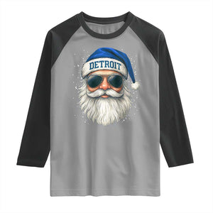 Vintage Detroit Football Christmas Raglan Shirt Funny Retro Santa Lions Fan Xmas TS10 Sport Gray Black Print Your Wear