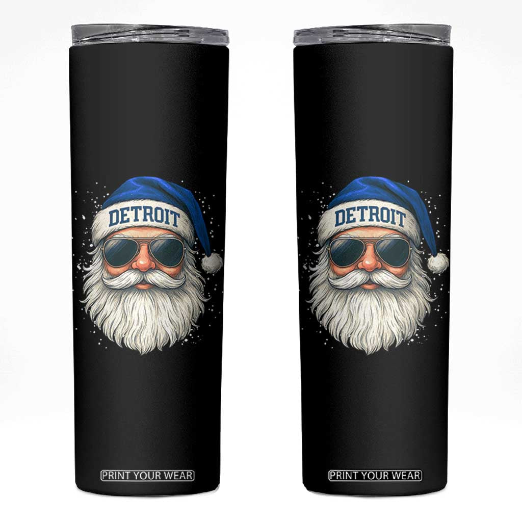 Vintage Detroit Football Christmas Skinny Tumbler Funny Retro Santa Lions Fan Xmas TS10 Black Print Your Wear