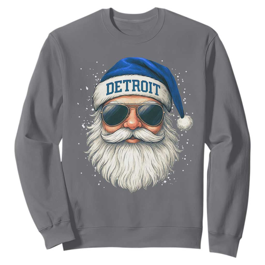 Vintage Detroit Football Christmas Sweatshirt Funny Retro Santa Lions Fan Xmas TS10 Charcoal Print Your Wear