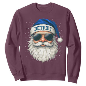 Vintage Detroit Football Christmas Sweatshirt Funny Retro Santa Lions Fan Xmas TS10 Maroon Print Your Wear