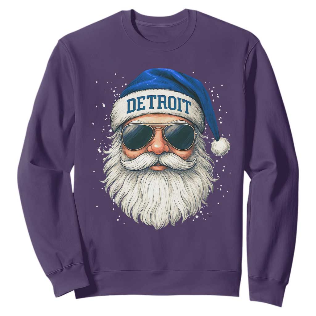 Vintage Detroit Football Christmas Sweatshirt Funny Retro Santa Lions Fan Xmas TS10 Purple Print Your Wear