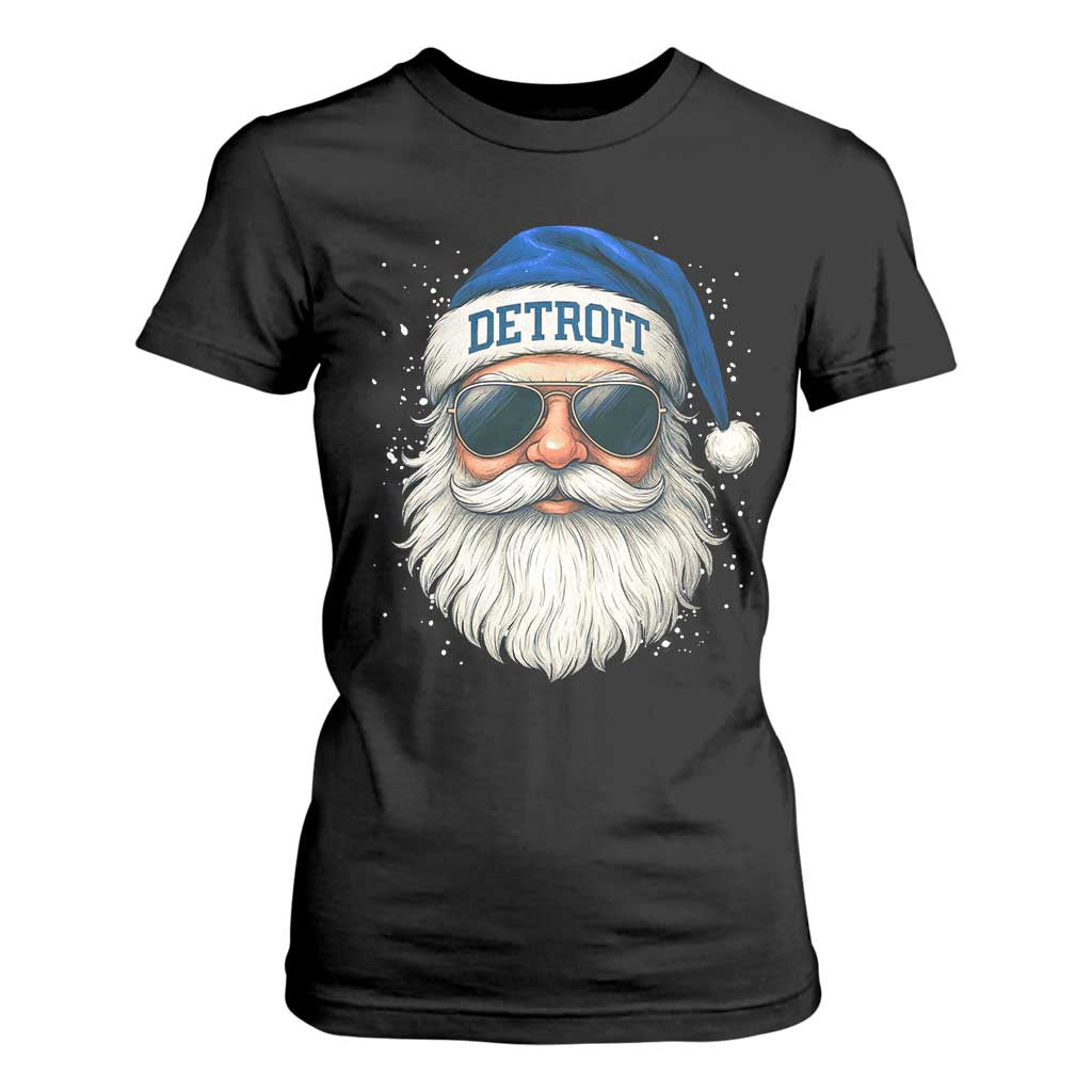 Vintage Detroit Football Christmas T Shirt For Women Funny Retro Santa Lions Fan Xmas TS10 Black Print Your Wear