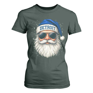 Vintage Detroit Football Christmas T Shirt For Women Funny Retro Santa Lions Fan Xmas TS10 Dark Forest Green Print Your Wear