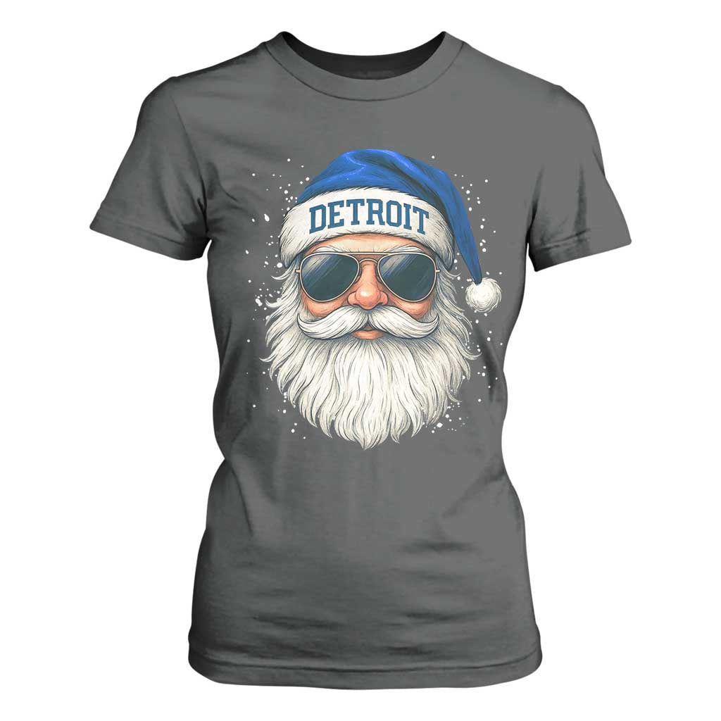 Vintage Detroit Football Christmas T Shirt For Women Funny Retro Santa Lions Fan Xmas TS10 Dark Heather Print Your Wear