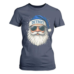 Vintage Detroit Football Christmas T Shirt For Women Funny Retro Santa Lions Fan Xmas TS10 Navy Print Your Wear