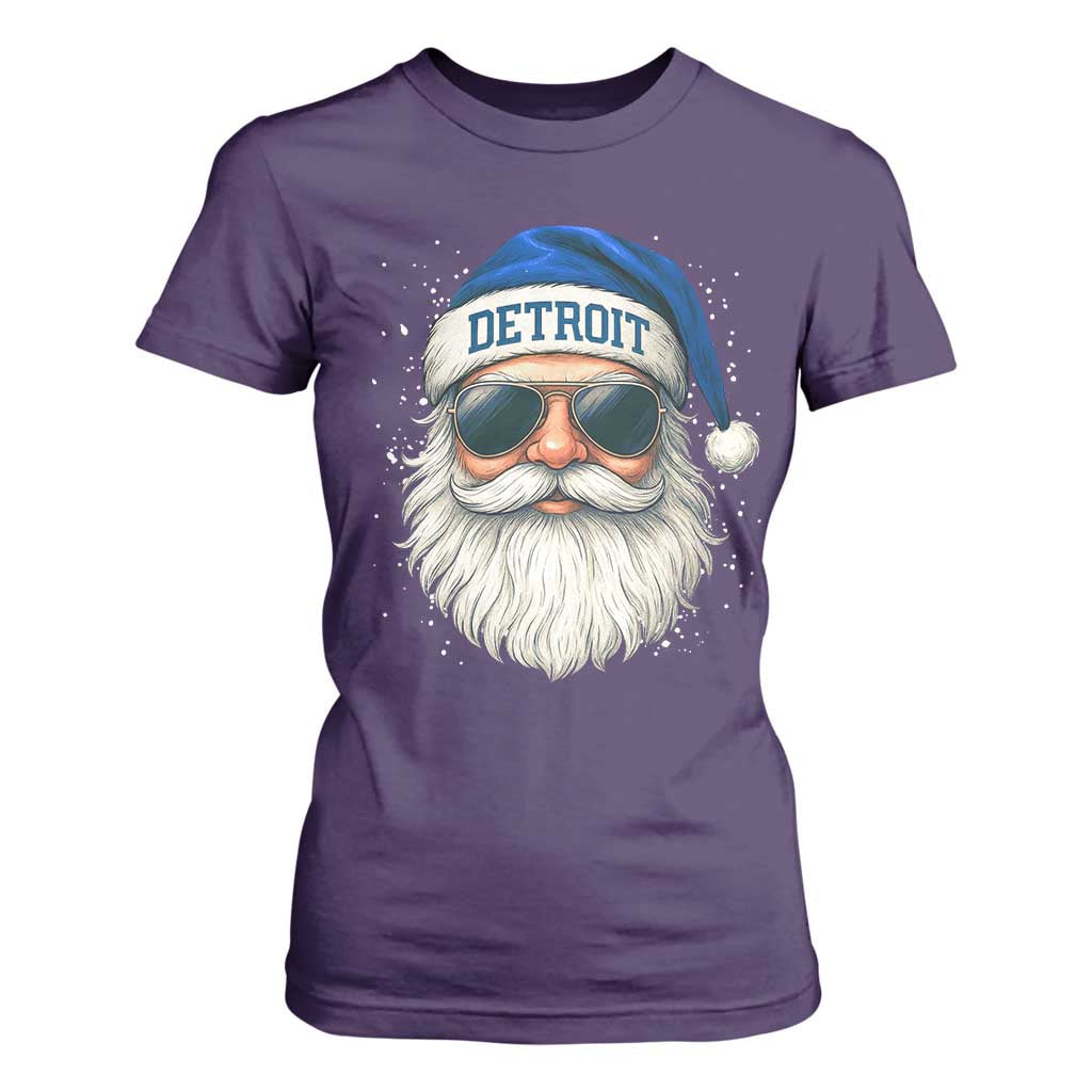Vintage Detroit Football Christmas T Shirt For Women Funny Retro Santa Lions Fan Xmas TS10 Purple Print Your Wear