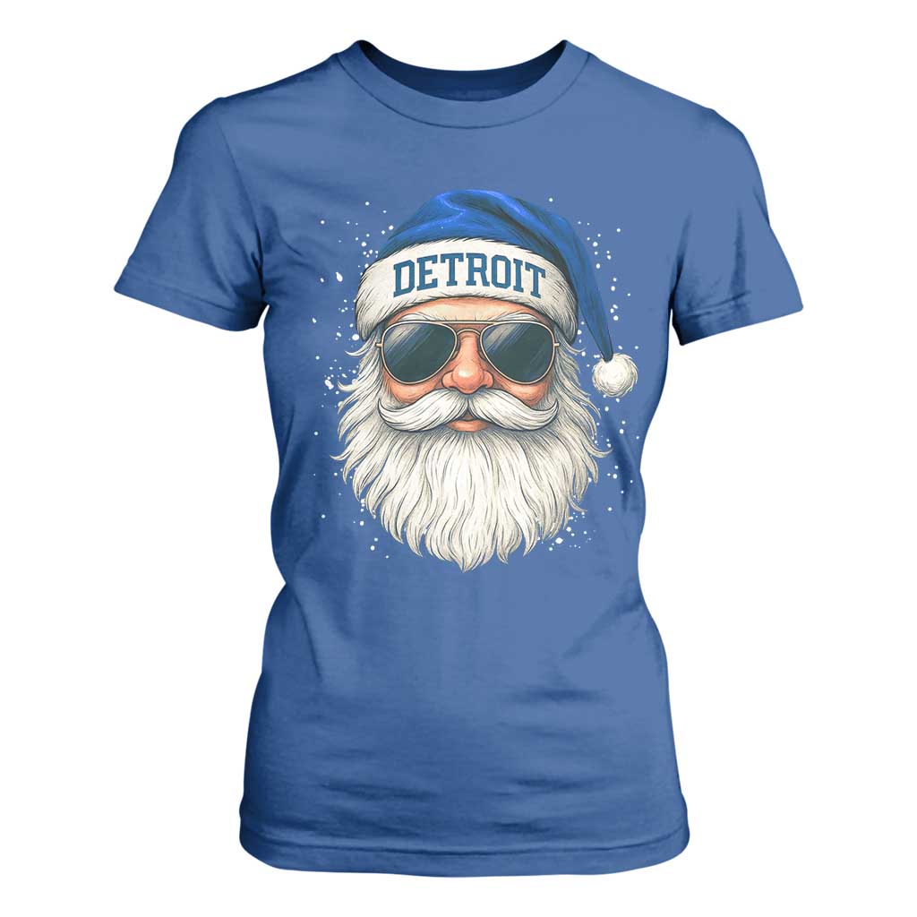 Vintage Detroit Football Christmas T Shirt For Women Funny Retro Santa Lions Fan Xmas TS10 Royal Blue Print Your Wear