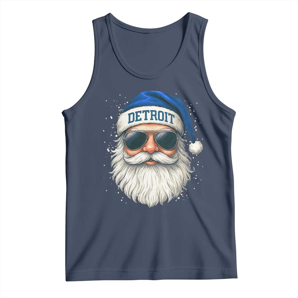 Vintage Detroit Football Christmas Tank Top Funny Retro Santa Lions Fan Xmas TS10 Navy Print Your Wear