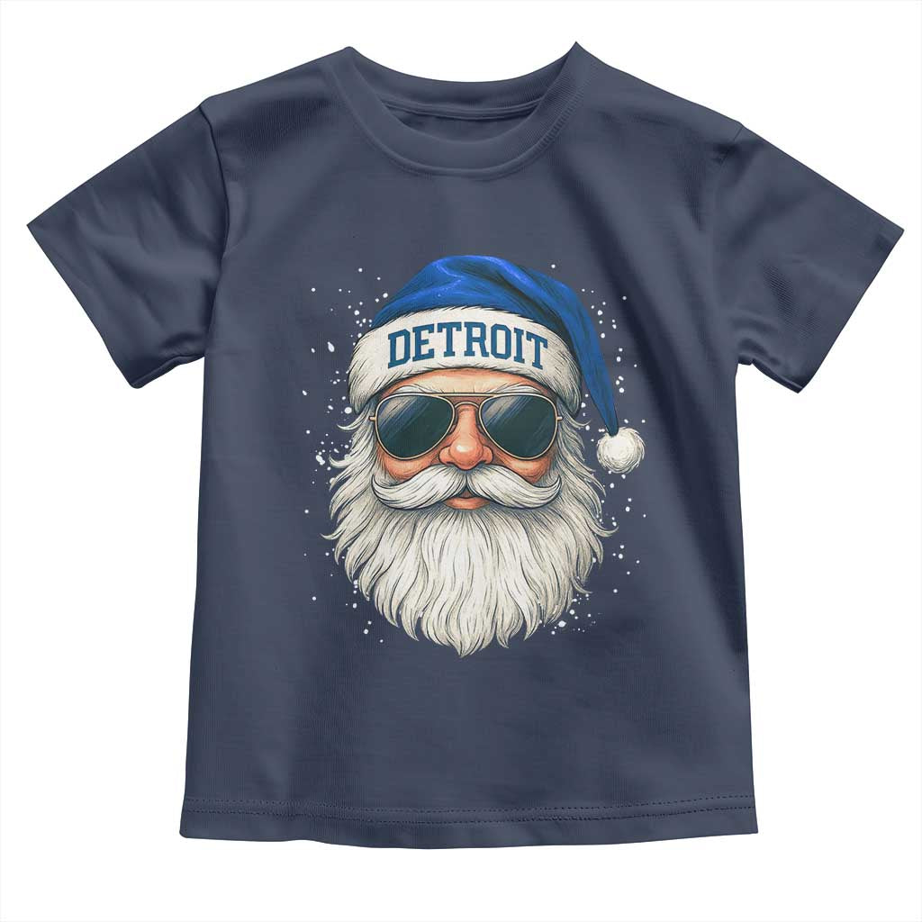 Vintage Detroit Football Christmas Toddler T Shirt Funny Retro Santa Lions Fan Xmas TS10 Navy Print Your Wear