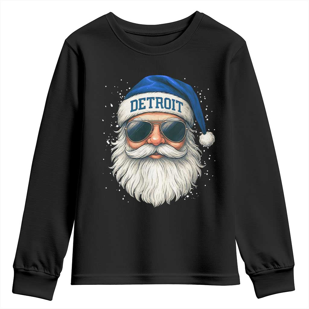 Vintage Detroit Football Christmas Youth Sweatshirt Funny Retro Santa Lions Fan Xmas TS10 Black Print Your Wear