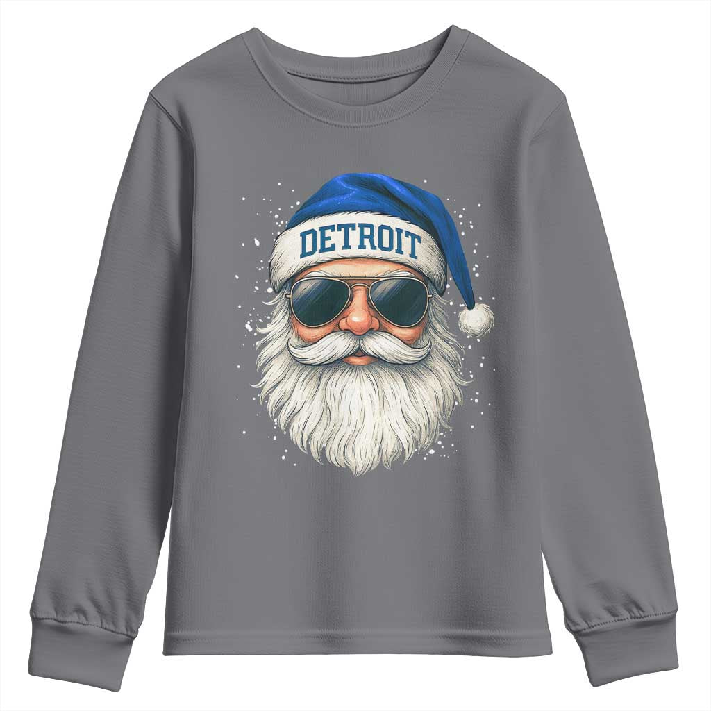 Vintage Detroit Football Christmas Youth Sweatshirt Funny Retro Santa Lions Fan Xmas TS10 Charcoal Print Your Wear