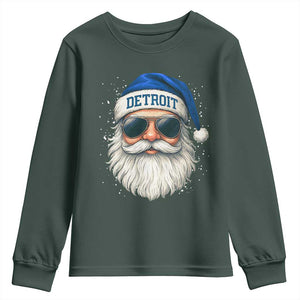 Vintage Detroit Football Christmas Youth Sweatshirt Funny Retro Santa Lions Fan Xmas TS10 Dark Forest Green Print Your Wear