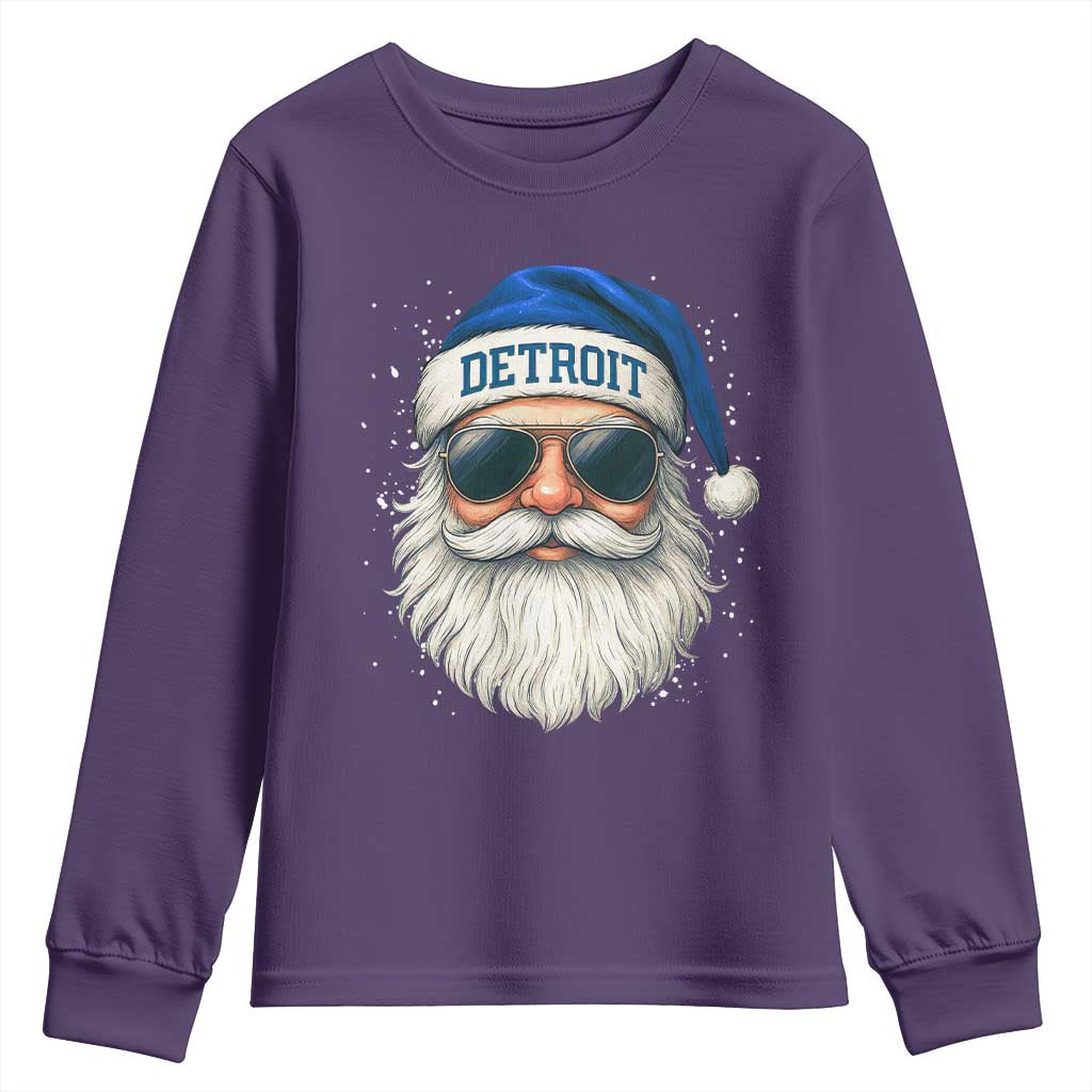 Vintage Detroit Football Christmas Youth Sweatshirt Funny Retro Santa Lions Fan Xmas TS10 Purple Print Your Wear