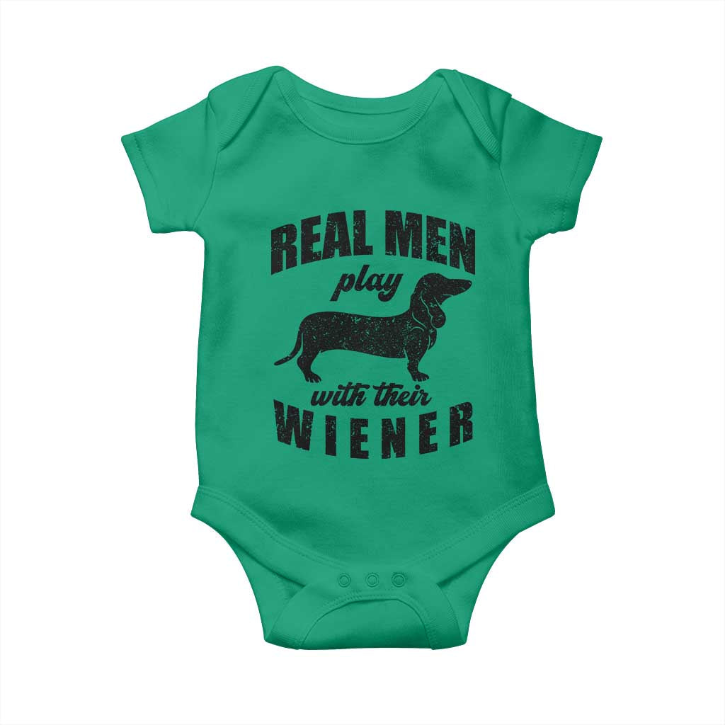 Funny Dachshund Dad Baby Onesie Real Men Play With Their Wiener Dog Dad Gag Gift TS10 Irish Green Print Your Wear