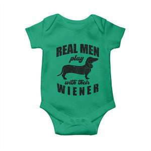 Funny Dachshund Dad Baby Onesie Real Men Play With Their Wiener Dog Dad Gag Gift TS10 Irish Green Print Your Wear