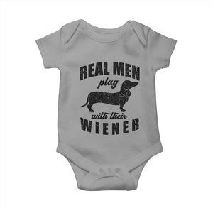 Funny Dachshund Dad Baby Onesie Real Men Play With Their Wiener Dog Dad Gag Gift TS10 Sport Gray Print Your Wear