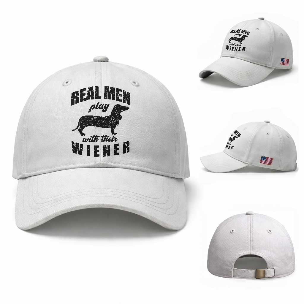 Funny Dachshund Dad Baseball Cap Real Men Play With Their Wiener Dog Dad Gag Gift