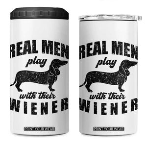 Funny Dachshund Dad 4 in 1 Can Cooler Tumbler Real Men Play With Their Wiener Dog Dad Gag Gift TS10 One Size: 16 oz White Print Your Wear