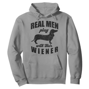 Funny Dachshund Dad Hoodie Real Men Play With Their Wiener Dog Dad Gag Gift TS10 Sport Gray Print Your Wear