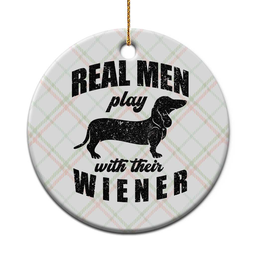 Funny Dachshund Dad Ceramic Ornament Real Men Play With Their Wiener Dog Dad Gag Gift TS10 1pc Christmas Plaid Print Your Wear