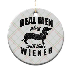 Funny Dachshund Dad Ceramic Ornament Real Men Play With Their Wiener Dog Dad Gag Gift TS10 1pc Christmas Plaid Print Your Wear
