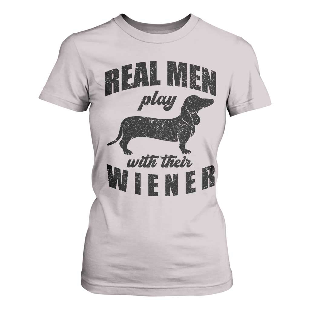 Funny Dachshund Dad T Shirt For Women Real Men Play With Their Wiener Dog Dad Gag Gift TS10 Ice Gray Print Your Wear