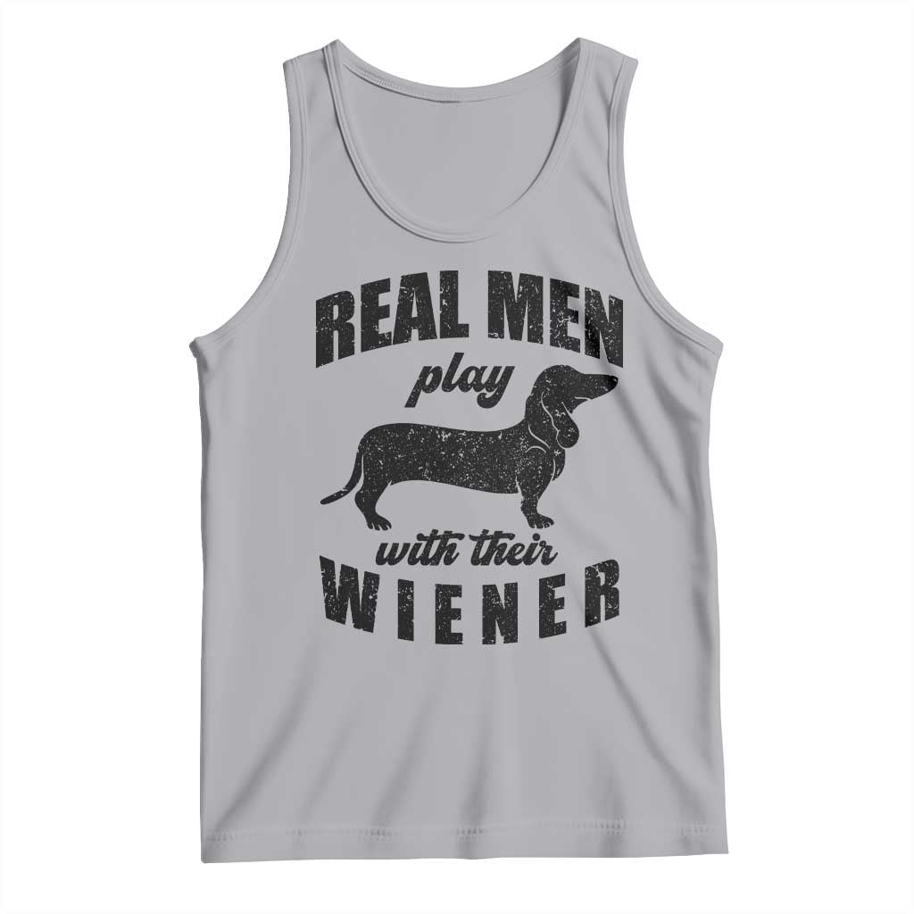 Funny Dachshund Dad Tank Top Real Men Play With Their Wiener Dog Dad Gag Gift TS10 Athletic Heather Print Your Wear