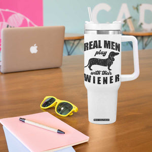 Funny Dachshund Dad Tumbler With Handle Real Men Play With Their Wiener Dog Dad Gag Gift TS10 Print Your Wear