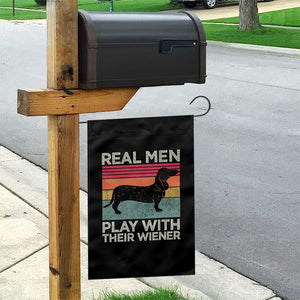 Funny Dachshund Dad Garden Flag Retro Real Men Play With Their Wiener Dog Dad Gag Gift TS10 Print Your Wear