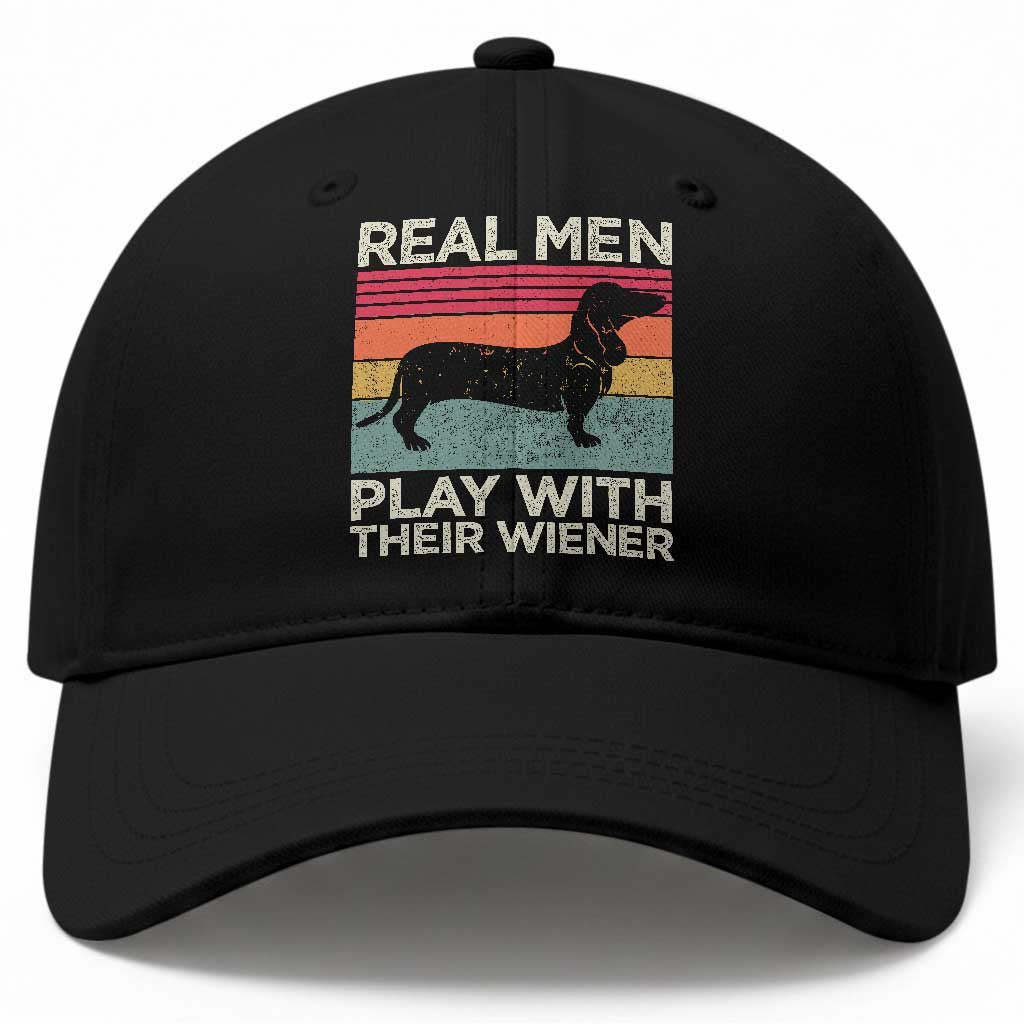 Funny Dachshund Dad Baseball Cap Retro Real Men Play With Their Wiener Dog Dad Gag Gift