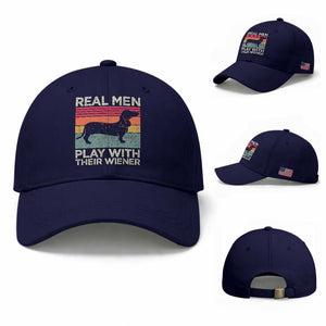 Funny Dachshund Dad Baseball Cap Retro Real Men Play With Their Wiener Dog Dad Gag Gift