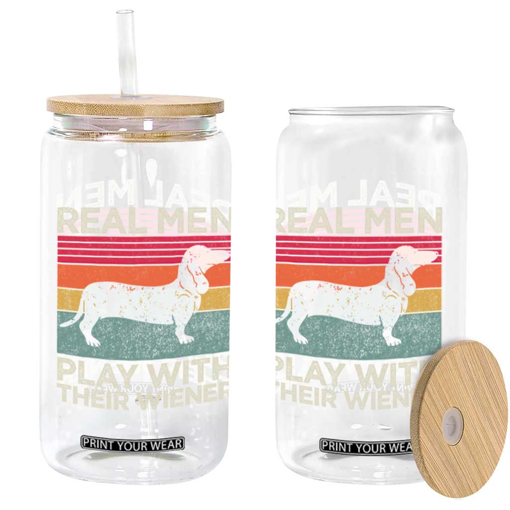 Funny Dachshund Dad Glass Can Retro Real Men Play With Their Wiener Dog Dad Gag Gift TS10 Print Your Wear