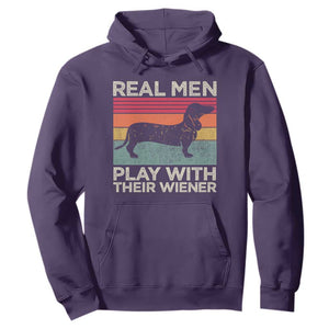 Funny Dachshund Dad Hoodie Retro Real Men Play With Their Wiener Dog Dad Gag Gift - Print Your Wear