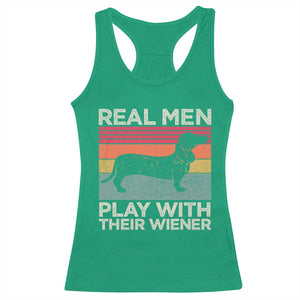 Funny Dachshund Dad Racerback Tank Top Retro Real Men Play With Their Wiener Dog Dad Gag Gift TS10 Irish Green Print Your Wear