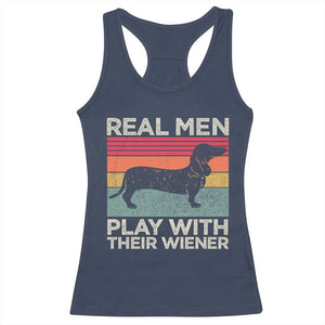Funny Dachshund Dad Racerback Tank Top Retro Real Men Play With Their Wiener Dog Dad Gag Gift TS10 Navy Print Your Wear