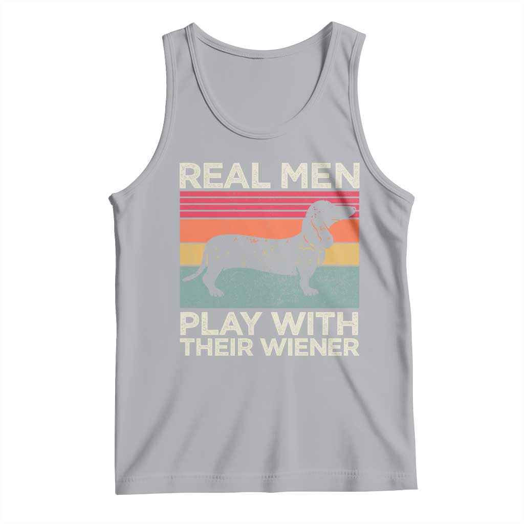 Funny Dachshund Dad Tank Top Retro Real Men Play With Their Wiener Dog Dad Gag Gift TS10 Athletic Heather Print Your Wear