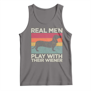 Funny Dachshund Dad Tank Top Retro Real Men Play With Their Wiener Dog Dad Gag Gift TS10 Deep Heather Print Your Wear