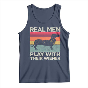 Funny Dachshund Dad Tank Top Retro Real Men Play With Their Wiener Dog Dad Gag Gift TS10 Navy Print Your Wear