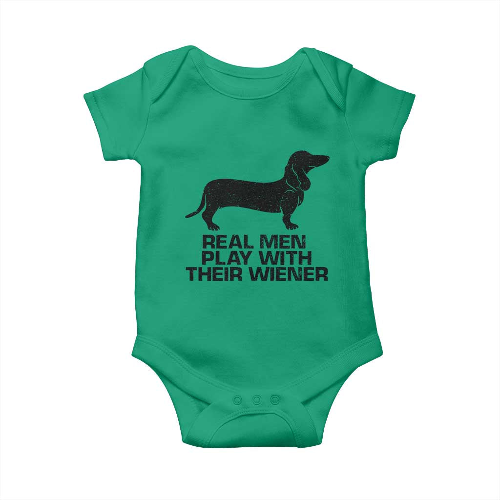 Funny Dachshund Dog Dad Baby Onesie Real Men Play With Their Wiener Pet Father Gag Gift TS10 Irish Green Print Your Wear