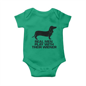 Funny Dachshund Dog Dad Baby Onesie Real Men Play With Their Wiener Pet Father Gag Gift TS10 Irish Green Print Your Wear