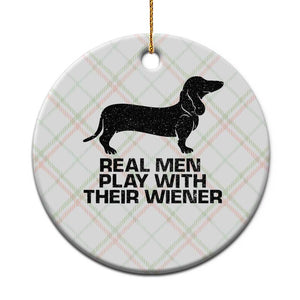 Funny Dachshund Dog Dad Ceramic Ornament Real Men Play With Their Wiener Pet Father Gag Gift TS10 1pc Christmas Plaid Print Your Wear
