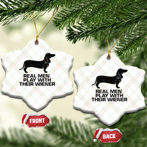 Funny Dachshund Dog Dad Ceramic Ornament Real Men Play With Their Wiener Pet Father Gag Gift TS10 Print Your Wear