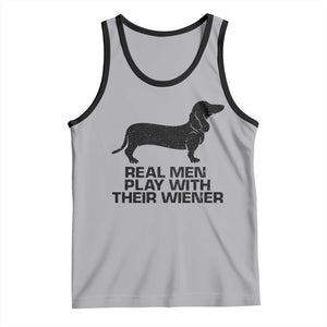 Funny Dachshund Dog Dad Tank Top Real Men Play With Their Wiener Pet Father Gag Gift TS10 Athletic Heather Black Print Your Wear