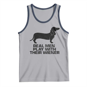 Funny Dachshund Dog Dad Tank Top Real Men Play With Their Wiener Pet Father Gag Gift TS10 Athletic Heather Navy Print Your Wear