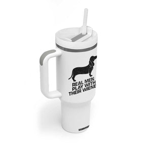 Funny Dachshund Dog Dad Tumbler With Handle Real Men Play With Their Wiener Pet Father Gag Gift TS10 Print Your Wear