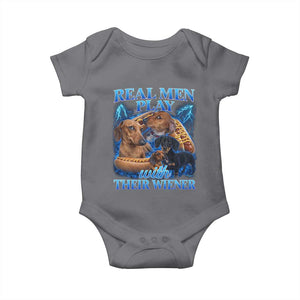 Funny Dachshund Dog Dad Baby Onesie Real Men Play With Their Wiener Funny Offensive TS10 Charcoal Print Your Wear