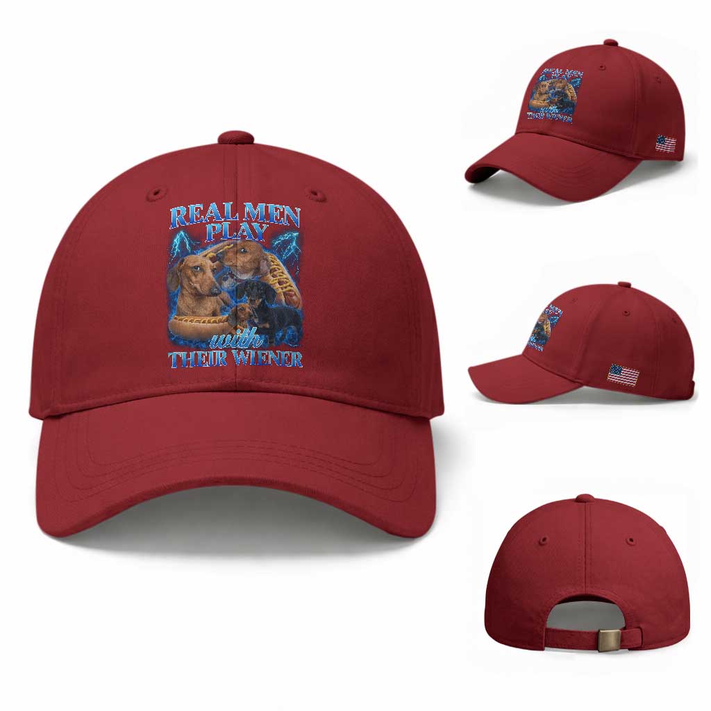 Funny Dachshund Dog Dad Baseball Cap Real Men Play With Their Wiener Funny Offensive