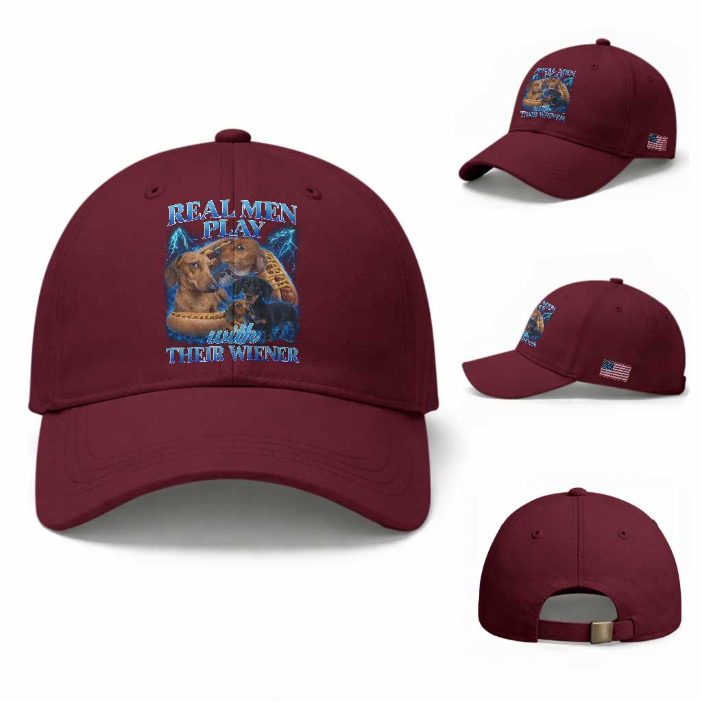 Funny Dachshund Dog Dad Baseball Cap Real Men Play With Their Wiener Funny Offensive