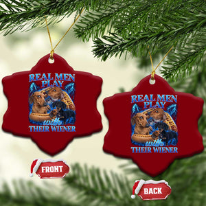 Funny Dachshund Dog Dad Ceramic Ornament Real Men Play With Their Wiener Funny Offensive TS10 Print Your Wear