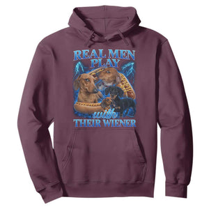Funny Dachshund Dog Dad Hoodie Real Men Play With Their Wiener Funny Offensive TS10 Maroon Print Your Wear